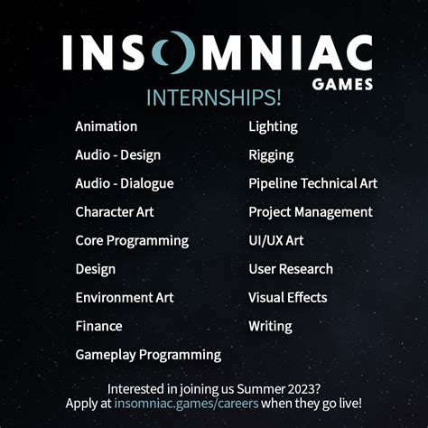 insomniac games internship